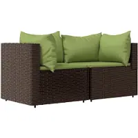 The Living Store Garten-Ecksofas mit Kissen 2 Stk. Braun Poly Rattan