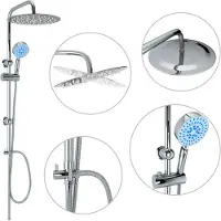 The Living Store Doppelkopf-Duschset mit Handbrause Edelstahl