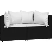 The Living Store Garten-Ecksofas mit Kissen 2 Stk. Schwarz Poly Rattan