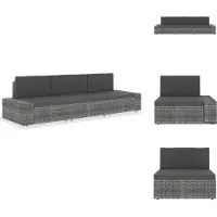 vidaXL Modulares 3-Sitzer-Sofa Poly Rattan Grau - Gartensofaelemente