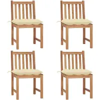 vidaXL Gartenstühle 4 Stk. mit Kissen Massivholz Teak