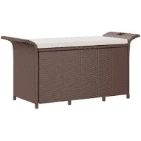 vidaXL Gartenbank mit Kissen Braun 116x46x57 cm Poly Rattan