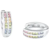 Prinzessin Lillifee Paar Creolen "2024374", bunt (silberfarben, rosa, gelb, blau, grün, rosa, gelb, blau, grün), Ohrringe, Kinder, Silber 925 (Sterlingsilber), Paar Creolen, mit Zirkonia (synth.)
