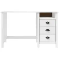 The Living Store Schreibtisch Hill mit 3 Schubladen 120x50x74 cm Kiefernholz