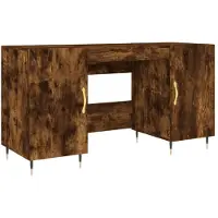 The Living Store Schreibtisch Räuchereiche 140x50x75 cm Holzwerkstoff