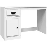 The Living Store Schreibtisch mit Schublade Weiß 115x50x75 cm Holzwerkstoff