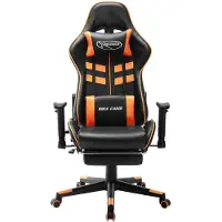 The Living Store Gaming-Stuhl mit Fußstütze Schwarz und Orange Kunstleder