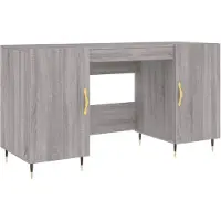 The Living Store Schreibtisch Grau Sonoma 140x50x75 cm Holzwerkstoff