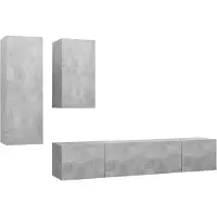 The Living Store 4-tlg. TV-Schrank-Set Betongrau Holzwerkstoff