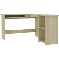 The Living Store Eckschreibtisch L-Form Sonoma-Eiche 120x140x75 cm Holzwerkstoff
