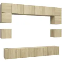 The Living Store 8-tlg. TV-Schrank-Set Sonoma-Eiche Holzwerkstoff