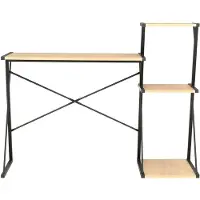 The Living Store Schreibtisch mit Regal Schwarz und Eiche 116×50×93 cm