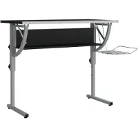 The Living Store Basteltisch Schwarz & Grau 110x53x(58-87)cm Holzwerkstoff Stahl