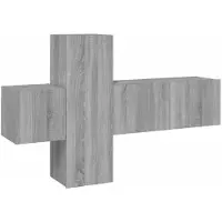 The Living Store 3-tlg. TV-Schrank-Set Grau Sonoma Holzwerkstoff