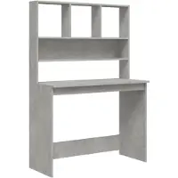 The Living Store Schreibtisch mit Regal Betongrau 102x45x148 cm Holzwerkstoff