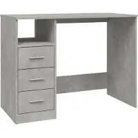 The Living Store Schreibtisch mit Schubladen Betongrau 102x50x76cm Holzwerkstoff