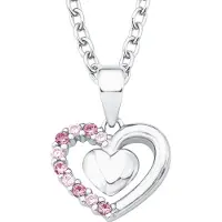 Prinzessin Lillifee Herzkette "2017951", rosa (silber, 925, pink, rosa), Halsketten, Kinder, Silber 925 (Sterlingsilber), L: 38 B: 1,1mm, Herzkette, mit Zirkonia (synth.), B:1,1mm