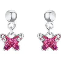 Prinzessin Lillifee Paar Ohrhänger "Schmetterling", pink (silberfarben, weiß, pink, rosa, weiß, pink, rosa), Ohrringe, Kinder, Silber 925 (Sterlingsilber), Paar Ohrhänger, mit Preciosa Crystal