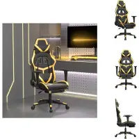 vidaXL Gaming-Stuhl mit Fußstütze Schwarz und Golden Kunstleder - Gaming-Sessel