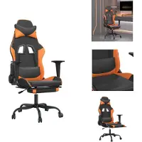 vidaXL Gaming-Stuhl mit Fußstütze Schwarz und Orange Kunstleder - Gaming-Sessel