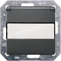 Siemens 5UB1922 DELTA i-system SCHUKO-Steckdose m. Klappd./Schriftfeld u. erh. Ber.schutz, carbonmet.