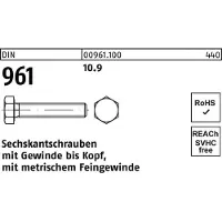 Reyher DIN 961 Stahl 10.9 blank M 12x1,25x35 - Sechskantschrauben, Feingewinde bis annähernd Kopf