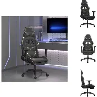 vidaXL Gaming-Stuhl mit Fußstütze Schwarz und Tarnfarben Kunstleder - Gaming-Sessel