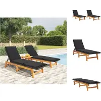 Super Merchant Sonnenliegen mit Auflagen 2 Stk. Poly Rattan Massivholz Akazie