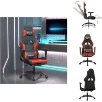 vidaXL Gaming-Stuhl mit Massage & Fußstütze Schwarz & Rot Kunstleder - Gaming-Sessel