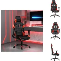 vidaXL Gaming-Stuhl mit Fußstütze Schwarz und Rot Kunstleder - Gaming-Sessel