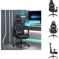 vidaXL Gaming-Stuhl mit Fußstütze Schwarz und Grau Kunstleder - Gaming-Sessel