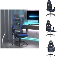vidaXL Gaming-Stuhl mit Massage & Fußstütze Schwarz & Blau Kunstleder - Gaming-Sessel