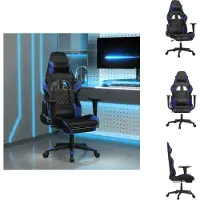 vidaXL Gaming-Stuhl mit Fußstütze Schwarz und Blau Kunstleder - Gaming-Sessel