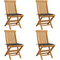 vidaXL Klappstühle mit Anthrazit Kissen 4 Stk. Massivholz Teak