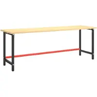 The Living Store Werkbankgestell Mattschwarz und Mattrot 220x57x79 cm Metall