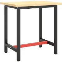 The Living Store Werkbankgestell Mattschwarz und Mattrot 70x50x79 cm Metall