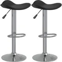 The Living Store Barhocker 2 Stk. Schwarz Verchromter Stahl und Kunstleder