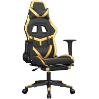 The Living Store Gaming-Stuhl mit Fußstütze Schwarz und Golden Kunstleder