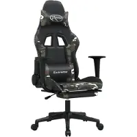 The Living Store Gamingstuhl mit Massage Fußstütze Schwarz Tarnfarben Kunstleder