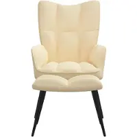 The Living Store Relaxsessel mit Hocker Cremeweiß Samt