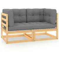 vidaXL Gartensofa 2-Sitzer mit Kissen Kiefer Massivholz