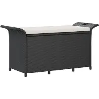 vidaXL Gartenbank mit Kissen Schwarz 116x46x57 cm Poly Rattan