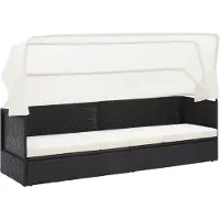 vidaXL Gartensofa mit Sonnendach Schwarz Poly Rattan