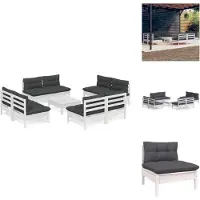vidaXL 9-tlg. Garten-Lounge-Set mit Anthrazit Kissen Kiefernholz - Gartenmöbel-Sets