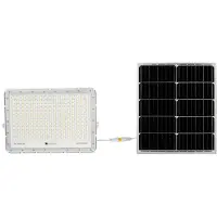 V-TAC VT-240W Weißer LED-Strahler mit 30-W-Solarpanel und Fernbedienung, LED-Flutlicht mit austauschbarer Batterie, 4000 K, 3 m Kabel – 7848