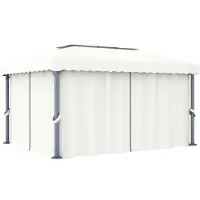 vidaXL Pavillon mit Vorhang 4x3 m Cremeweiß Aluminium