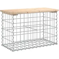 vidaXL Gartenbank aus Gabionen 63x31,5x42 cm Massivholz Kiefer