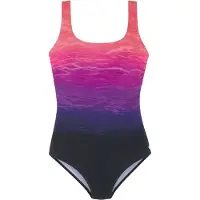 LASCANA Badeanzug , Damen, Gr. 48, Cup F, pink (pink bedruckt), Elasthan, Polyamid, Farbverlauf, Badeanzüge Badeanzug, mit Batikprint und Shaping-Effekt, Topseller
