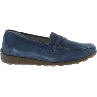 Think WALDLÄUFER H-Lucy Damen Slipper blau Velourleder - Größe: UK 5,5