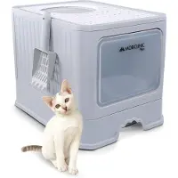 Mobiclinic Pets, Katzentoilette mit Deckel, Katzenklo Schublade, Inklusive Schaufel, CatBox, Oberes Gitter, Elegantes Design, Demontierbar